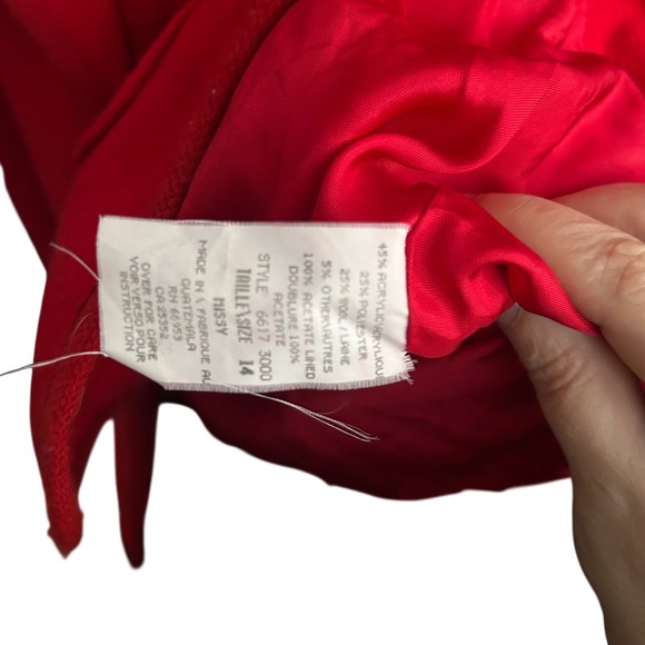 Leslie Fay Sport Red Wool Blend Blazer Jacket Button Front Pockets Women Size 14 - Picture 6 of 7